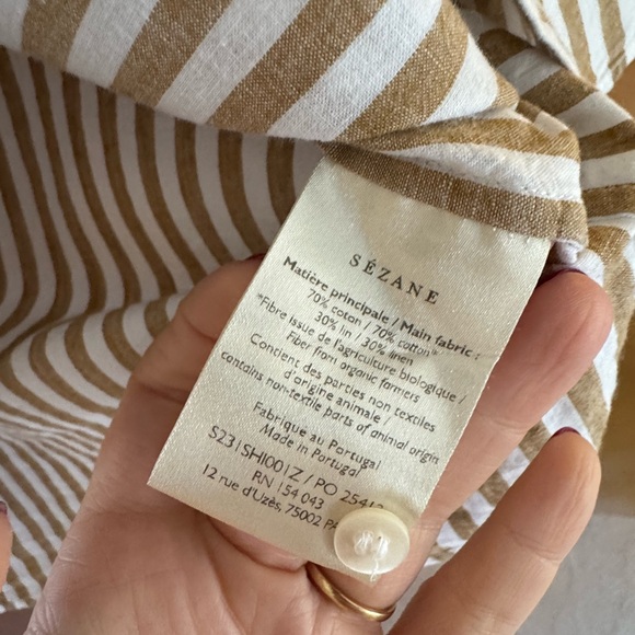 Sézane TOMBOY SHIRT Ecru-camel stripes 38/ 6 - Picture 7 of 8